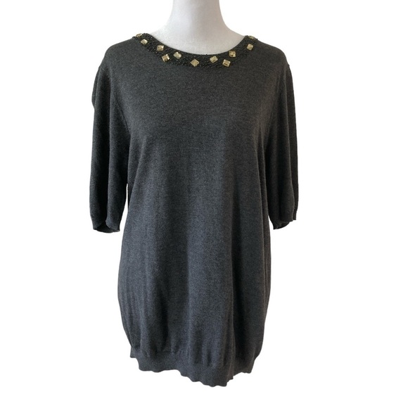 Ann Taylor Factory XL gray sweater shirt sleeves - Picture 1 of 14
